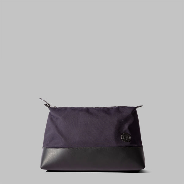 Silverdale | Womens Navy Nylon & Leather Wash Bag | Thorndale, UK