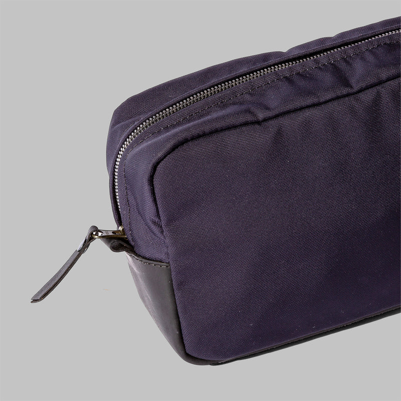 Brindley | Navy Nylon & Leather Wash Bag | Thorndale, UK 