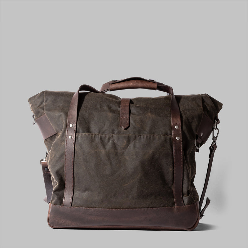 Croxden | Mens Olive Green Waxed Cotton & Leather Satchel