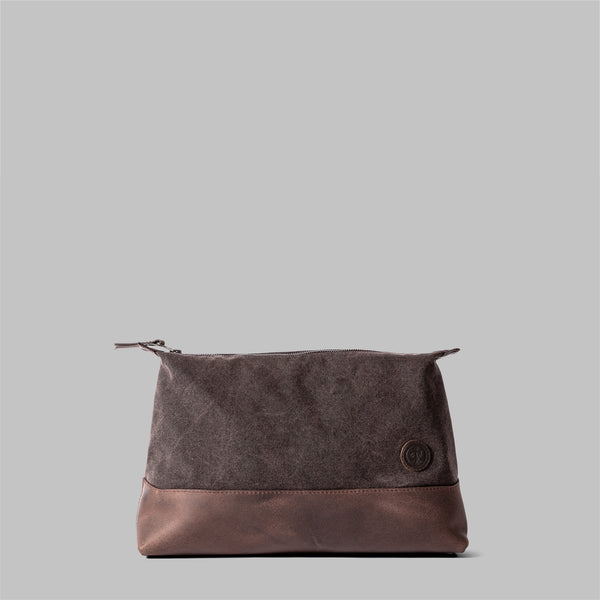 Silverdale | Womens Brown Waxed Cotton Wash Bag | Thorndale, UK