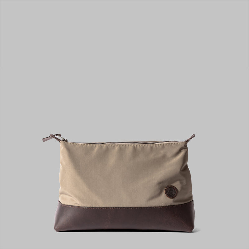 Silverdale | Womens Beige Nylon & Leather Wash Bag | Thorndale, UK