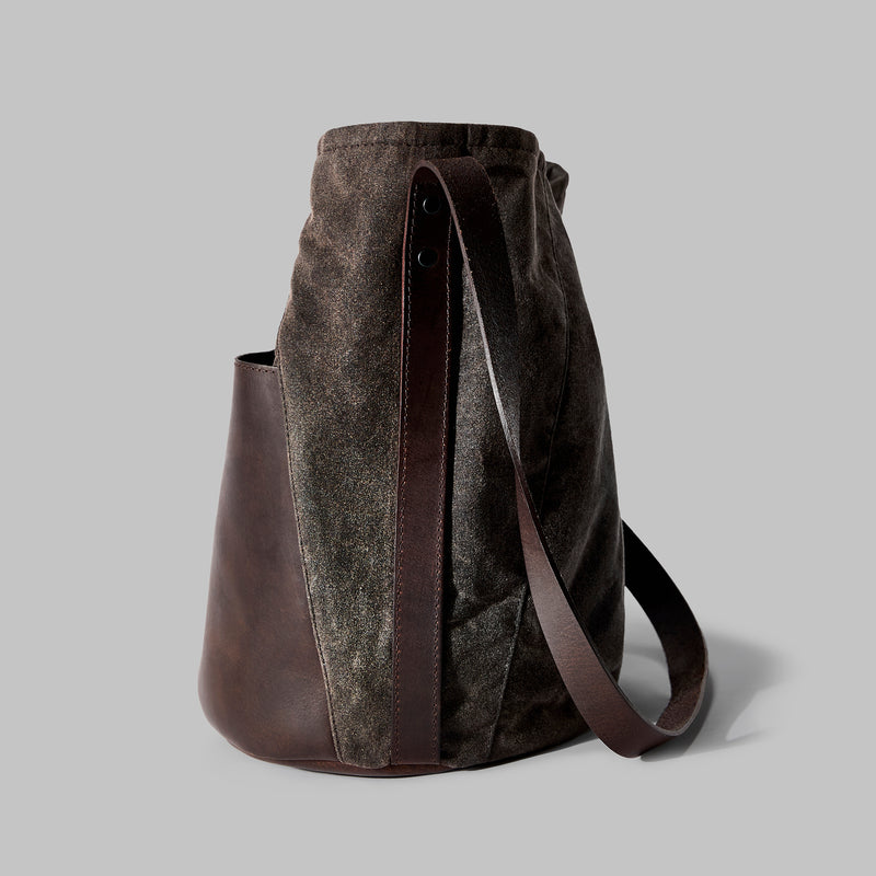 Moseley Brown Waxed Cotton Bucket Bag