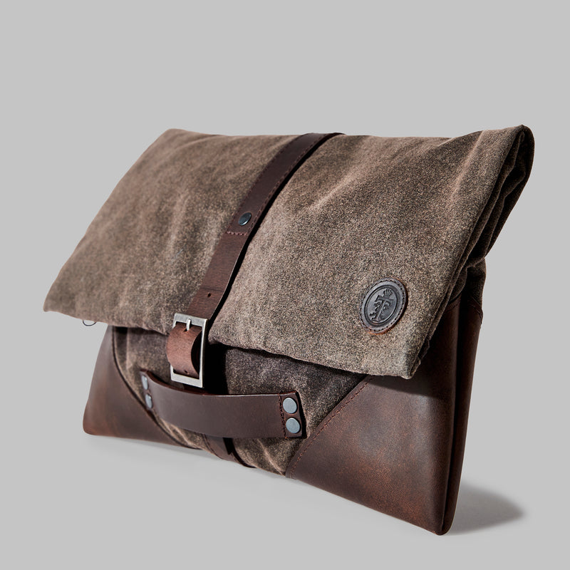 Anslow Brown Waxed Cotton Clutch
